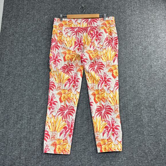 J. McLaughlin  Pull-On Pants Sz 14 Multicolor Tropical Print Maisie-Travel - Picture 3 of 6